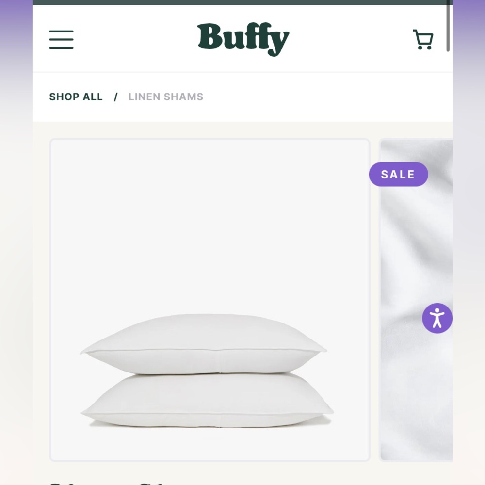 BUFFY brand king size pillowcases/shams (set of 2), White, New in package